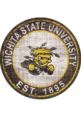 Wichita State Shockers Round Heritage Logo Sign - Yellow