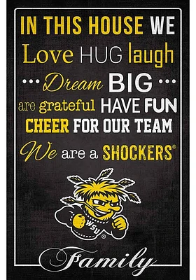 Wichita State Shockers In This House 17x26 Sign - Yellow