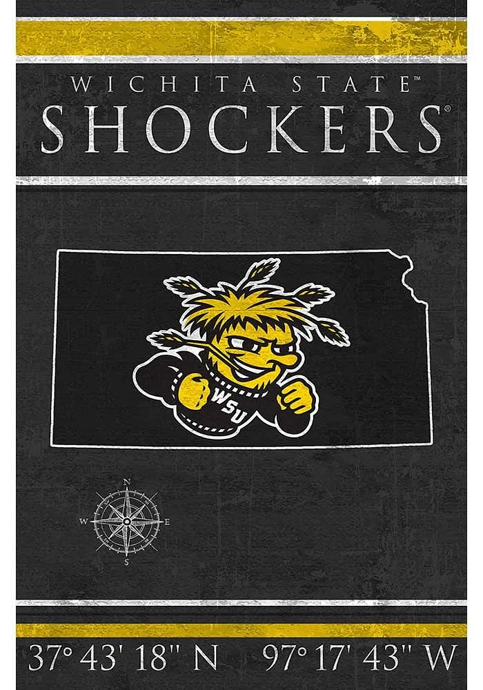 Wichita State Shockers Coordinates 17x26 Sign - Yellow