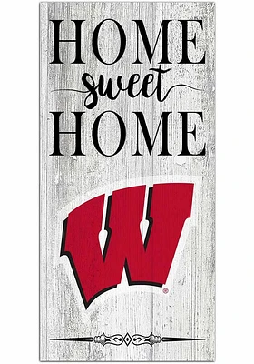 Wisconsin Badgers Home Sweet Home Whitewashed Sign - Red