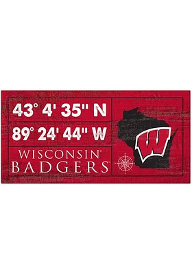 Wisconsin Badgers Horizontal Coordinate Sign - Red