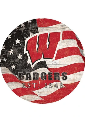 Wisconsin Badgers 24in Flag Circle Sign - Red
