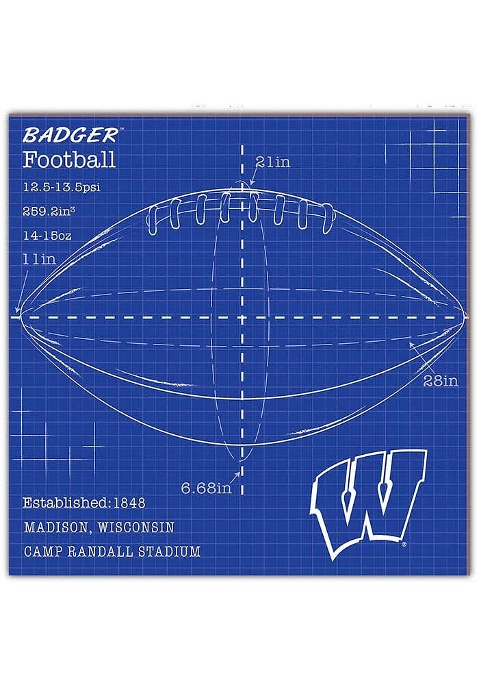 Wisconsin Badgers Ball Blueprint Sign - Red