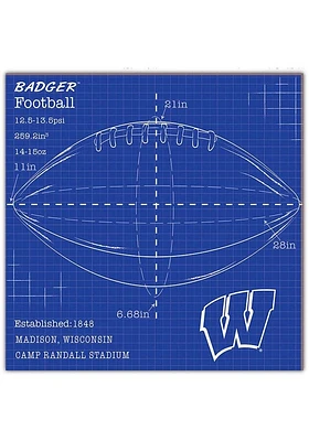 Wisconsin Badgers Ball Blueprint Sign - Red