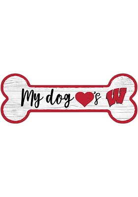 Wisconsin Badgers Dog Bone 6x12 Sign - Red