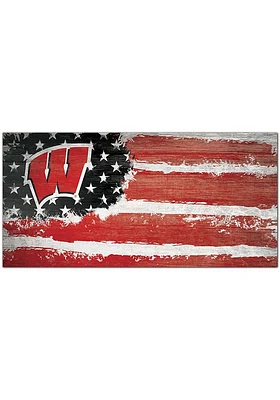 Wisconsin Badgers Flag 6x12 Sign - Red