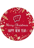 Wisconsin Badgers Merry Christmas and New Year Circle Sign - Red