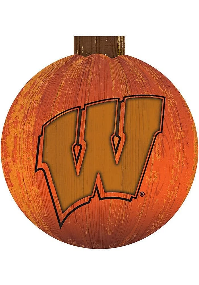 Wisconsin Badgers Halloween Pumpkin Sign - Red