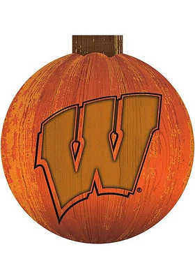 Wisconsin Badgers Halloween Pumpkin Sign - Red