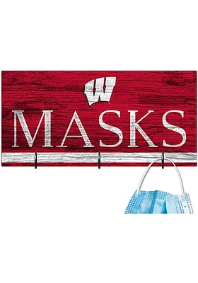 Wisconsin Badgers Team Color Mask Holder Sign - Red