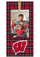 Wisconsin Badgers Plaid Clothespin Sign - Red