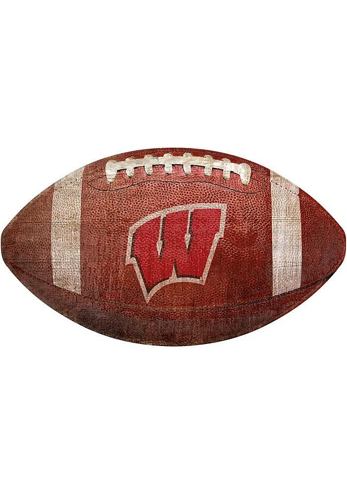 Wisconsin Badgers Baseball Shaped Sign - Red