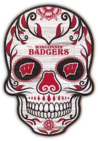 Wisconsin Badgers 12 Inch Sugar Skull Sign - Red
