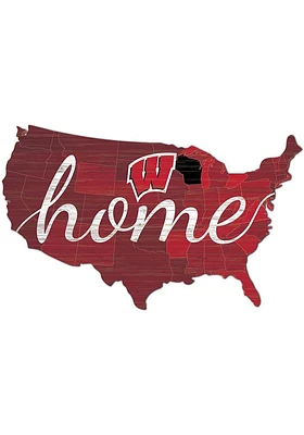 Wisconsin Badgers USA Shape Cutout Sign - Red