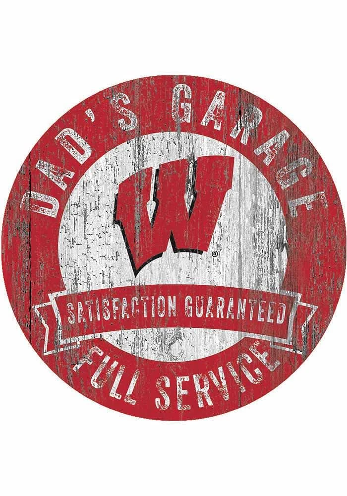Wisconsin Badgers Dads Garage Sign - Red