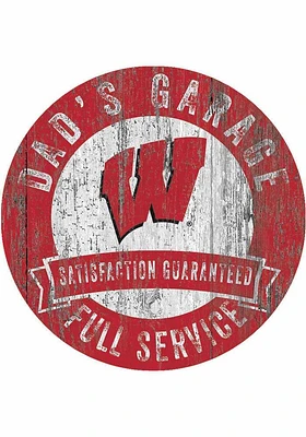 Wisconsin Badgers Dads Garage Sign - Red