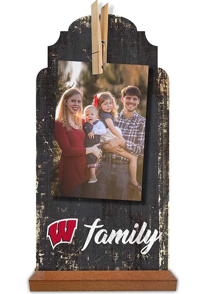 Wisconsin Badgers Family Clothespin Sign - Red