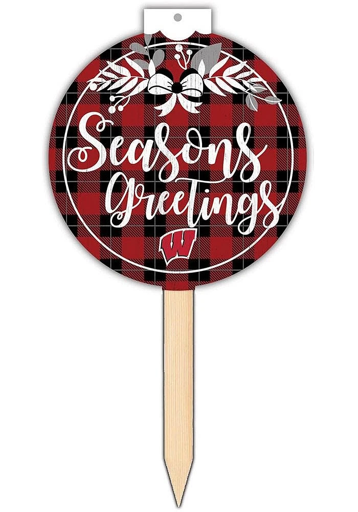 Wisconsin Badgers Seasons Greetings Sign - Red