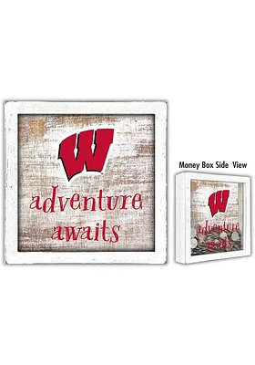 Wisconsin Badgers Adventure Awaits Box Sign - Red