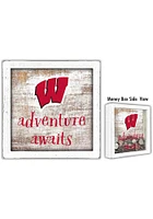 Wisconsin Badgers Adventure Awaits Box Sign - Red