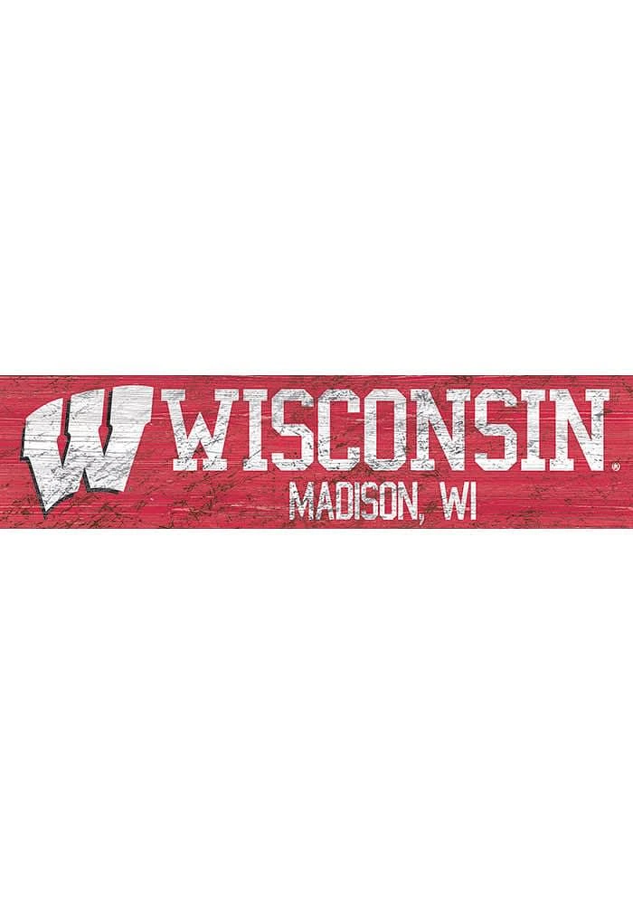 Wisconsin Badgers 6x24 Sign - Red