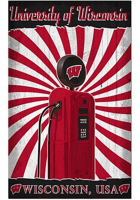 Wisconsin Badgers Retro Pump Location Sign - Red