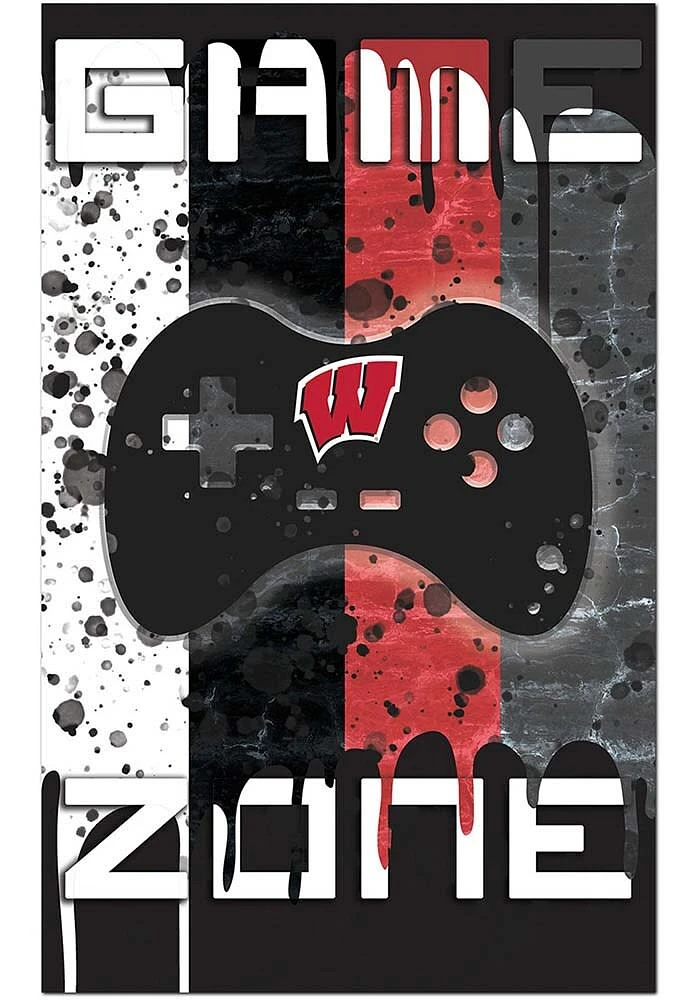 Wisconsin Badgers Grunge Game Zone Sign - Red