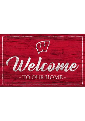 Wisconsin Badgers Team Welcome 11x19 Sign - Red