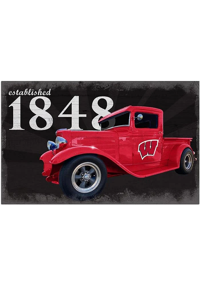 Wisconsin Badgers Established Truck Sign - Red