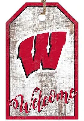 Wisconsin Badgers Welcome Team Tag Sign - Red