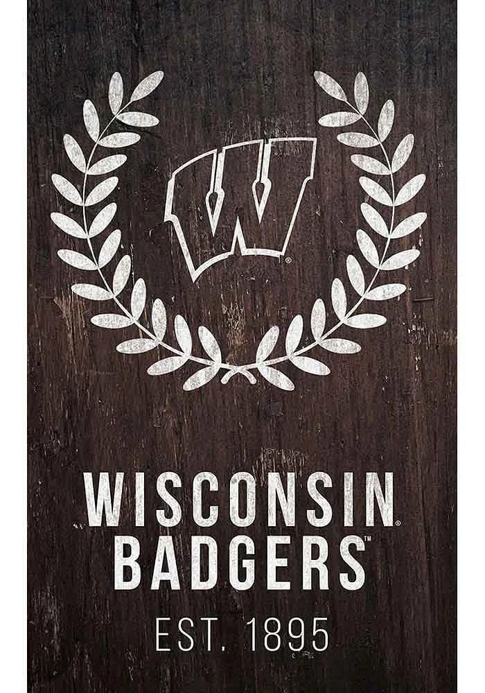 Wisconsin Badgers Laurel Wreath Sign - Red