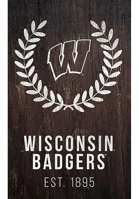 Wisconsin Badgers Laurel Wreath Sign - Red