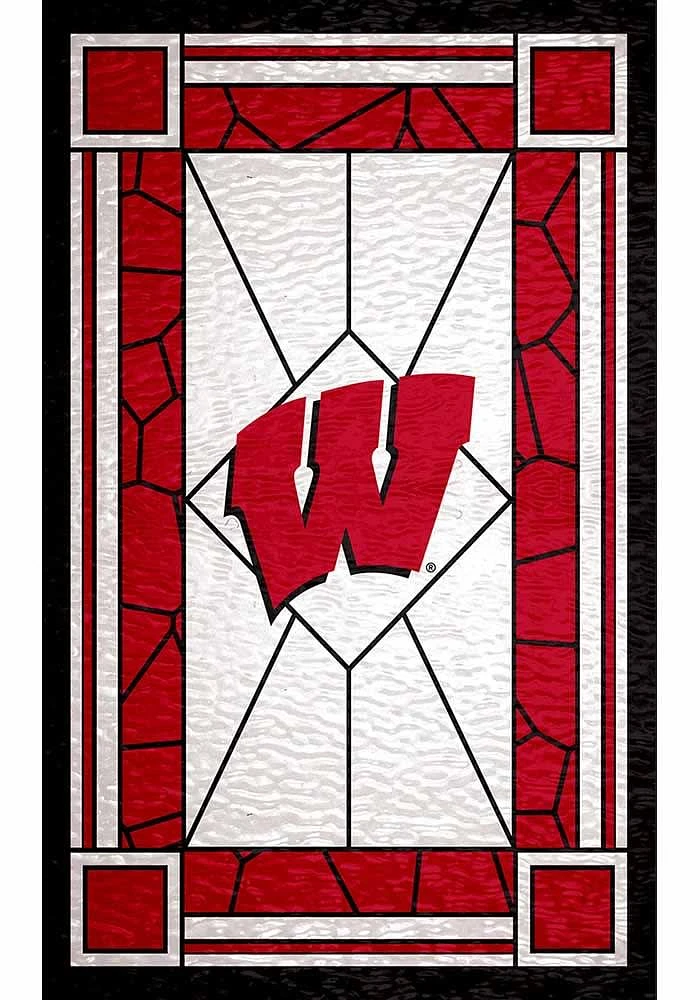 Wisconsin Badgers Stained Glass Sign - Red