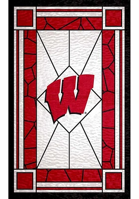 Wisconsin Badgers Stained Glass Sign - Red