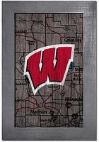 Wisconsin Badgers City Map Sign - Red