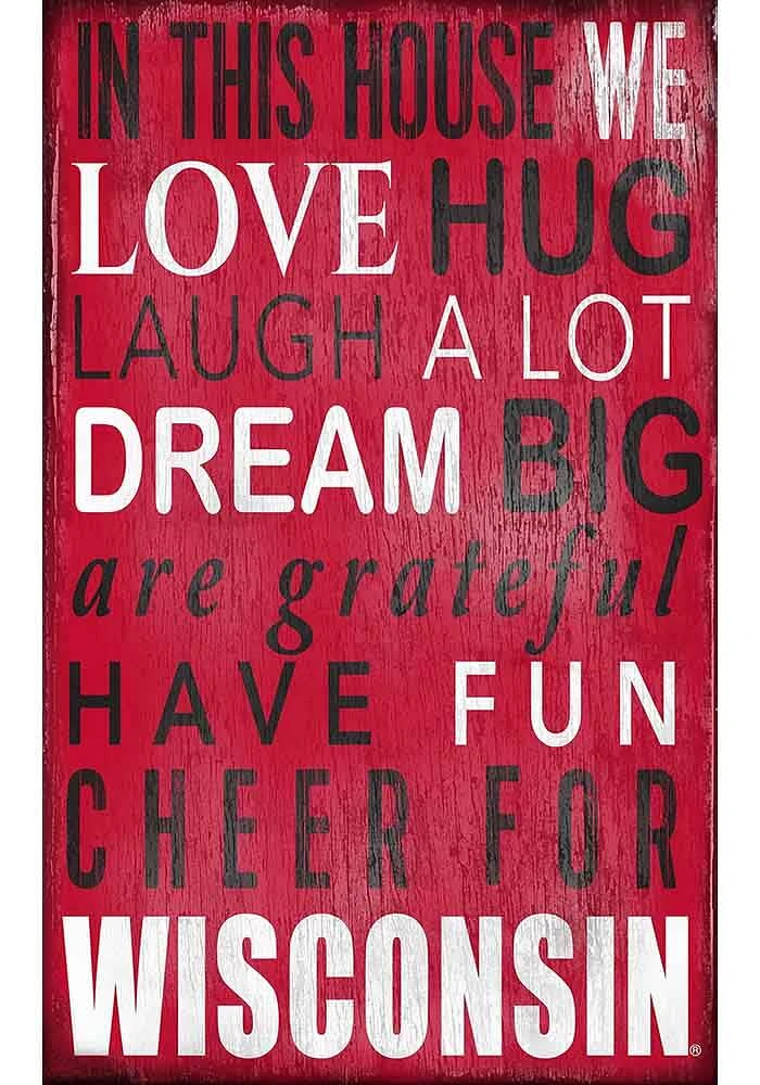 Wisconsin Badgers In This House Sign - Red