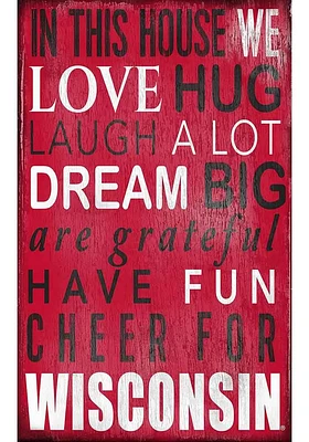 Wisconsin Badgers In This House Sign - Red
