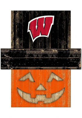 Wisconsin Badgers Pumpkin Head Sign - Red