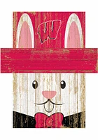 Wisconsin Badgers Easter Bunny Head Sign - Red
