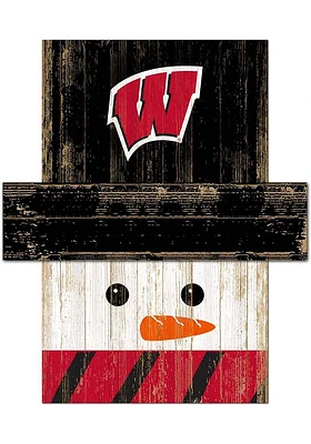 Wisconsin Badgers Snowman Head Sign - Red