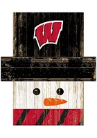 Wisconsin Badgers Snowman Head Sign - Red