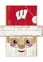 Wisconsin Badgers Santa Head Sign - Red