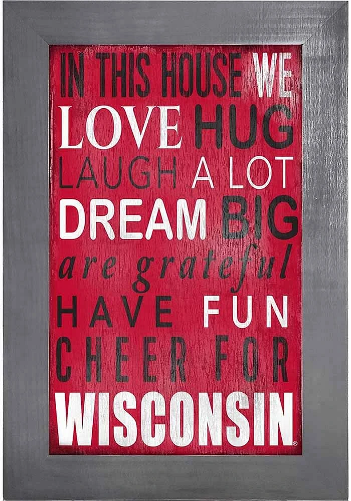 Wisconsin Badgers In This House Picture Frame - Red