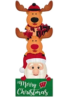 Wisconsin Badgers 31 Inch Santa Stack Leaner Sign - Red