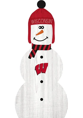 Wisconsin Badgers Snowman Leaner Sign - Red