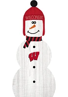 Wisconsin Badgers Snowman Leaner Sign - Red