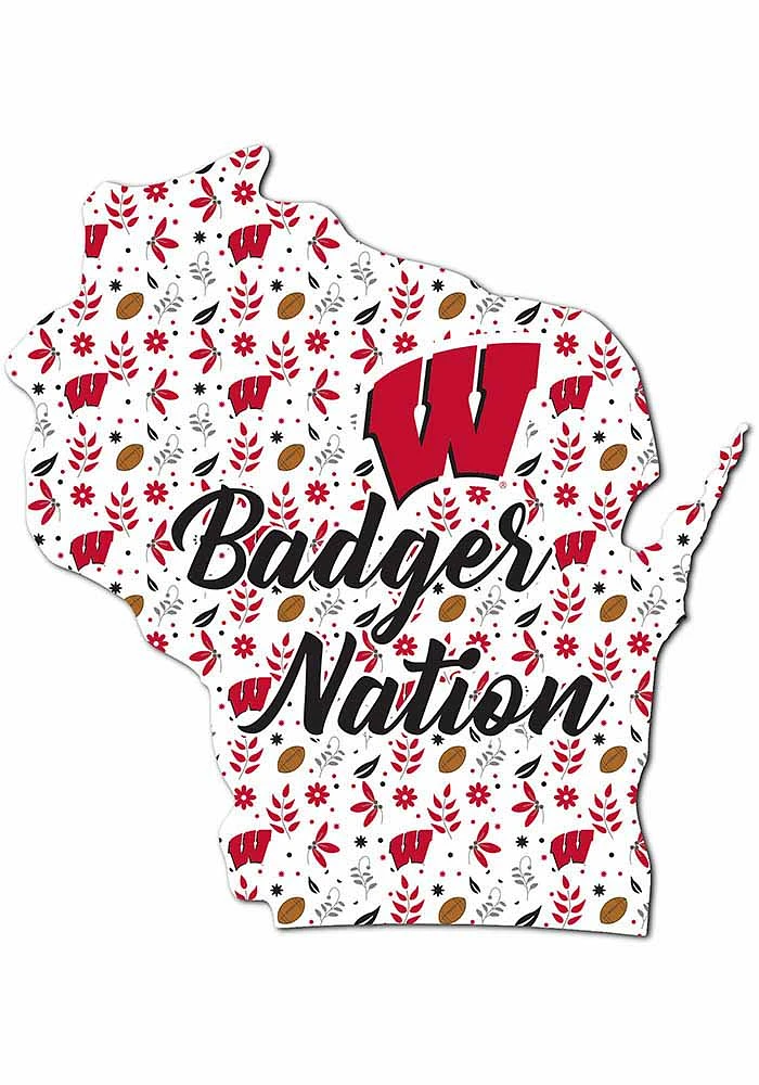 Red Wisconsin Badgers 24 Inch Floral State Wall Art