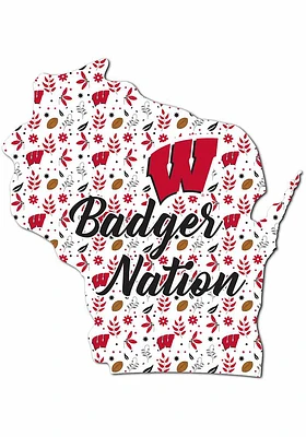 Red Wisconsin Badgers 24 Inch Floral State Wall Art