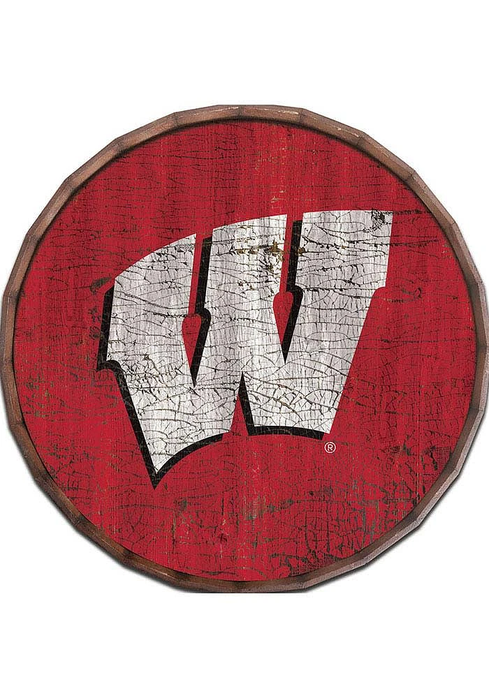 Wisconsin Badgers Cracked Color 24 Inch Barrel Top Sign - Red