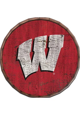 Wisconsin Badgers Cracked Color 24 Inch Barrel Top Sign - Red